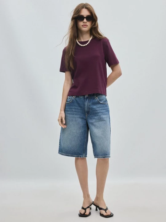Obrázek produktu Stradivarius Základní Tričko Regular Fit S Vyšší Gramáží Purple