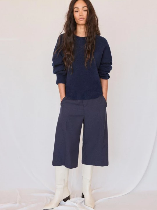 Obrázek produktu Stradivarius Základní Úpletový Svetr Jemným Povrchem Navy Blue