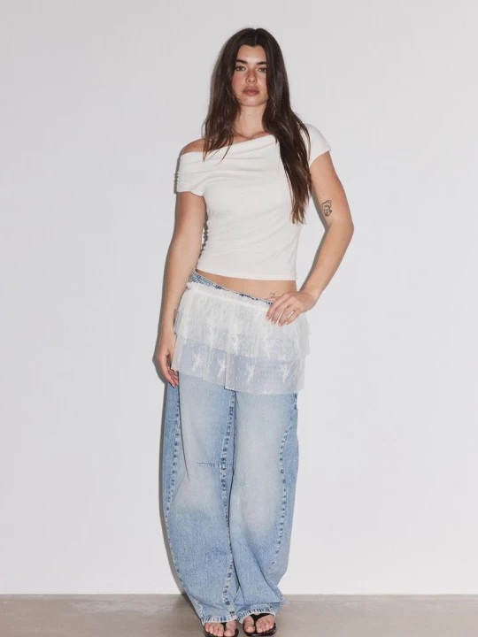Obrázek produktu Stradivarius Zavinovací Krajková Sukně Ecru