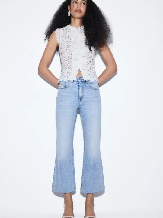 Obrázek produktu Stradivarius D78 Zkrácené Zvonové Džíny Modrý Denim