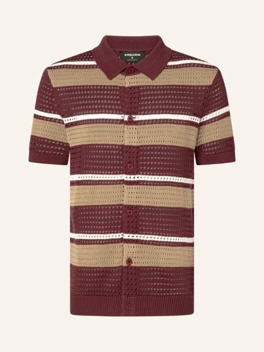 Obrázek produktu Strellson Pletená Košile Ander, Slim Fit tmavě červená / světle hnědá / bílá