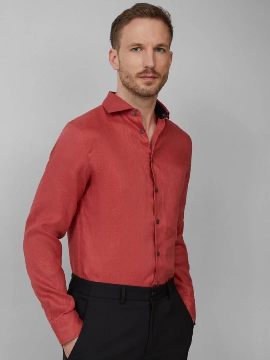 Obrázek produktu Střih na míru: lněná košile s dlouhými rukávy a elegantním leskem s.Oliver růžová