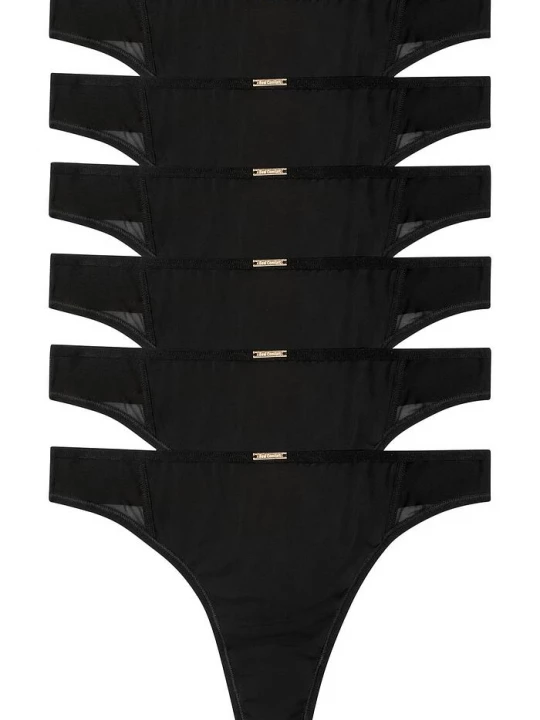 Obrázek produktu Stringi z kolekcji Feel Comfort z mikrofibry (6 par) BonPrix czarny