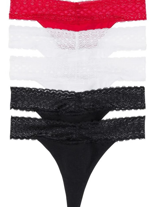 Obrázek produktu Stringi z koronką (5 par) BonPrix czarny