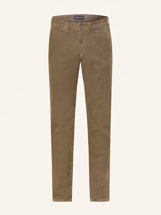 Obrázek produktu Strokesman's Manšestrové Chino Kalhoty Slim Fit olivová