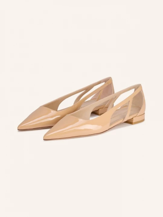 Obrázek produktu Stuart Weitzman Lakované Baleríny Stuart Power Cutout Flat S Výřezy velbloudí