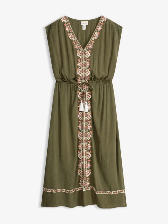 Obrázek produktu Sukienka midi boho z lejącej wiskozy BonPrix zielony