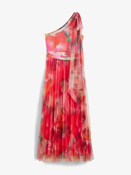 Obrázek produktu Sukienka one-shoulder z plisowaną częścią spódnicową z tiulu BonPrix różowy