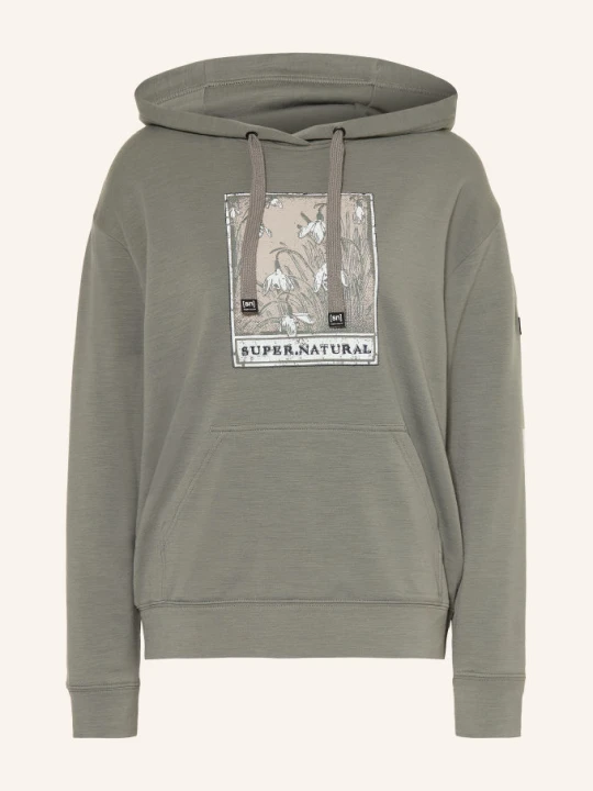 Obrázek produktu Super.Natural Mikina S Kapucí Snowdrops S Merino Vlnou khaki / béžová / režná