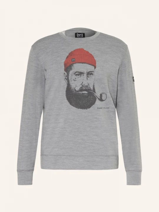 Obrázek produktu Super.Natural Mikina Sailor S Merino Vlnou šedá / červená / černá