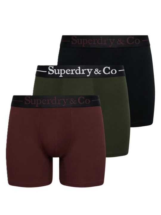 Obrázek produktu Superdry & Co Boxerky tmavě zelená / burgundská červeň / černá
