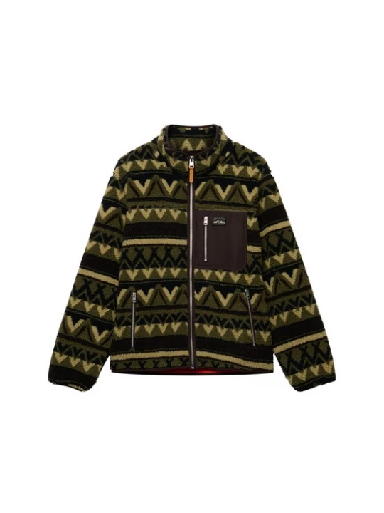Obrázek produktu Superdry & Co Fleecová mikina tmavě hnědá / olivová / světle zelená / černá