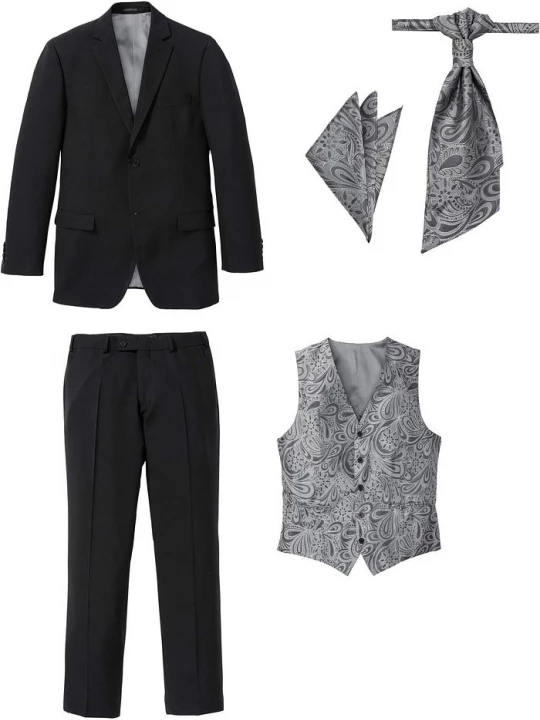 Obrázek produktu Svatební oblek s vestou a plastronem (5dílná souprava), Regular Fit BonPrix