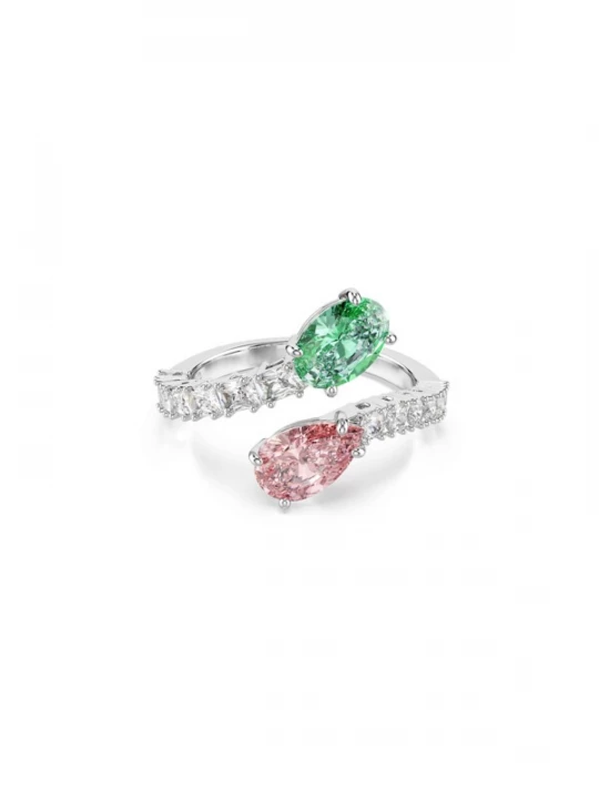 Obrázek produktu Swarovski Prsten zelená / růžová / stříbrná