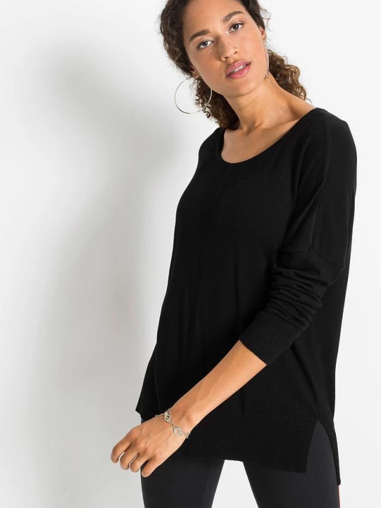 Obrázek produktu Sweter dzianinowy oversize z mieszanki wiskozy BonPrix czarny