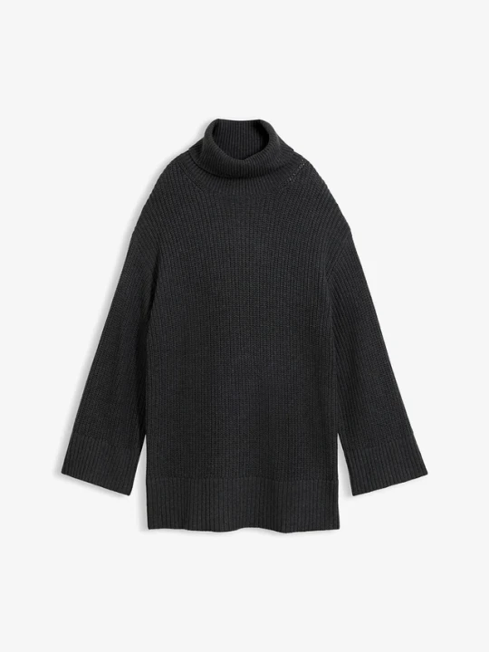 Obrázek produktu Sweter oversize z golfem z mieszanki bawełny BonPrix szary