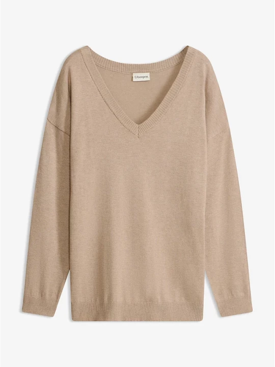 Obrázek produktu Sweter oversize z mieszanki wiskozy BonPrix beżowy