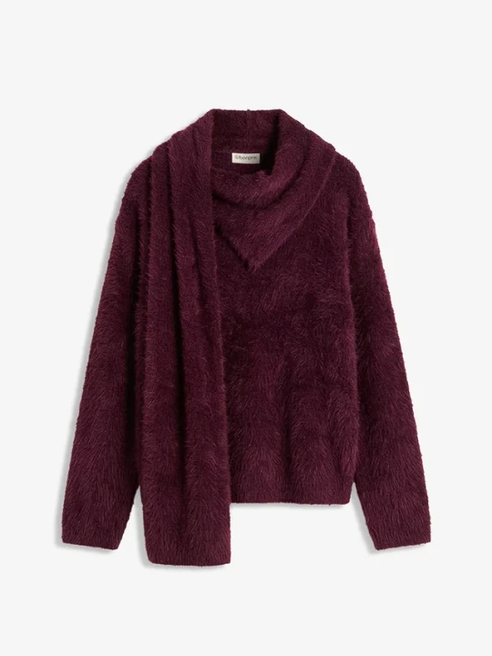 Obrázek produktu Sweter oversize z szalem BonPrix czerwony