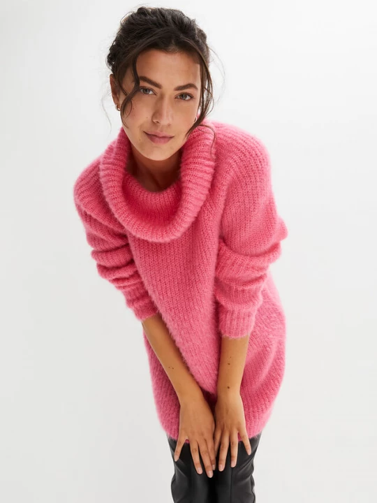Obrázek produktu Sweter z golfem oversize BonPrix różowy
