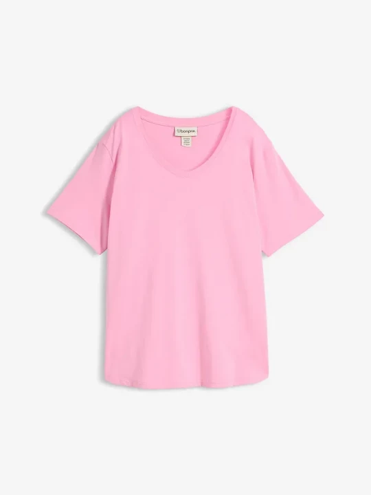 Obrázek produktu Szeroki T-shirt z bawełny organicznej BonPrix różowy