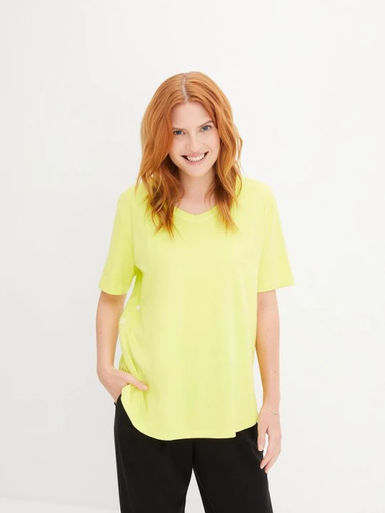 Obrázek produktu Szeroki T-shirt z bawełny organicznej BonPrix zielony