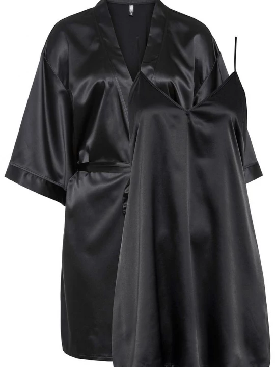 Obrázek produktu Szlafrok kimono + koszulka nocna (kompl. 2-częściowy) BonPrix czarny
