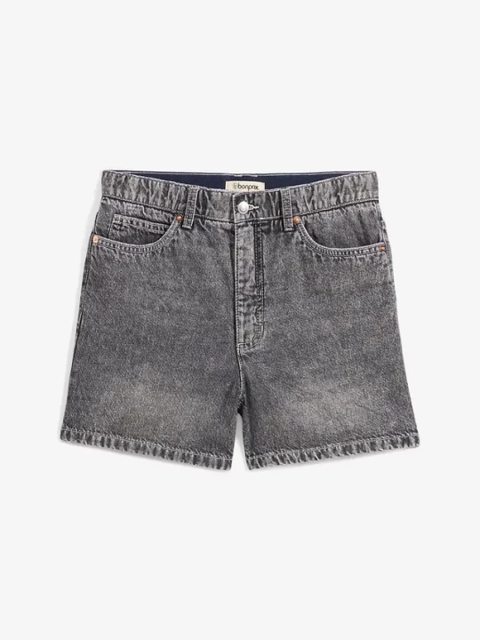 Obrázek produktu Szorty dżinsowe high waist, low stretch BonPrix czarny