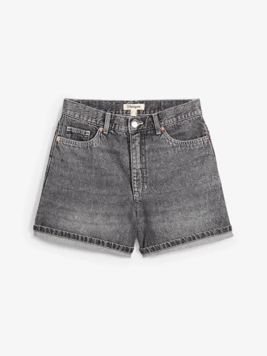 Obrázek produktu Szorty dżinsowe high waist, low stretch BonPrix czarny