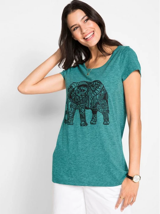 Obrázek produktu T-shirt bawełniany z nadrukiem z przodu, krótki rękaw BonPrix niebieski