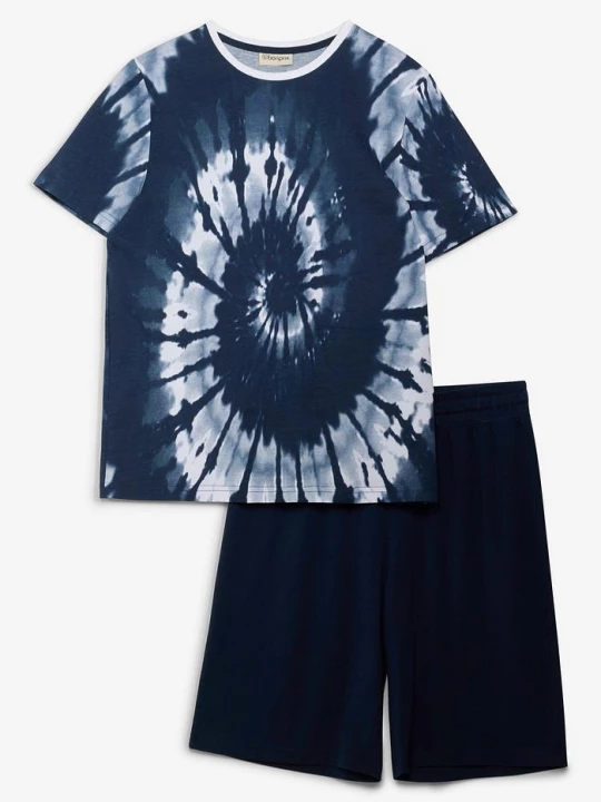 Obrázek produktu T-shirt + bermudy z dżerseju z czystej bawełny organicznej (komplet 2-cz.) BonPrix niebieski