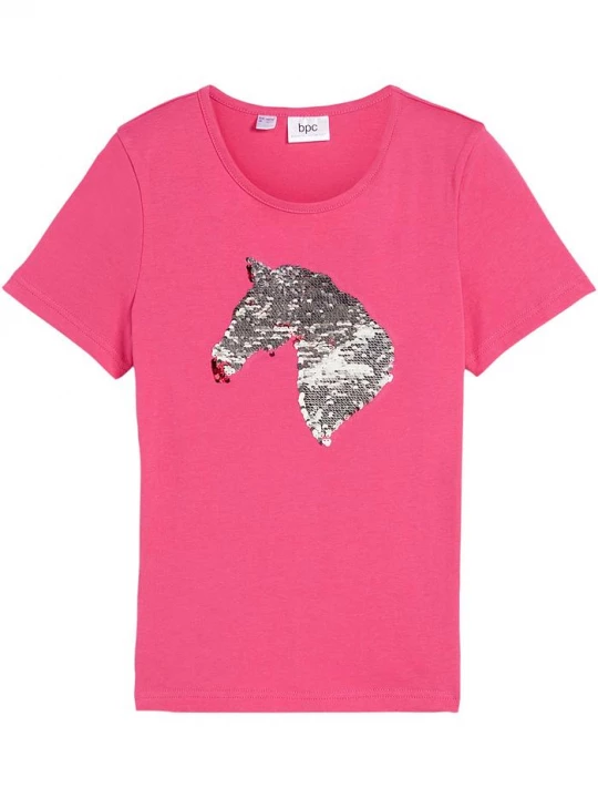 Obrázek produktu T-shirt dziewczęcy z obracanymi cekinami, z bawełny organicznej BonPrix różowy
