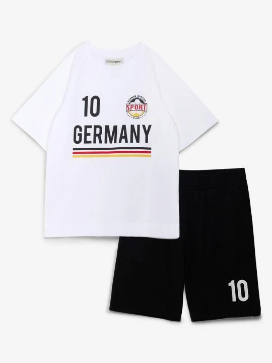 Obrázek produktu T-shirt i bermudy z dżerseju z miękkiej bawełny organicznej (komplet 2-cz.) BonPrix biały