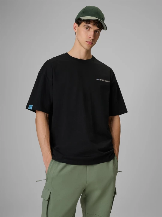 Obrázek produktu T-shirt loose s potiskem pánský - černý 4F