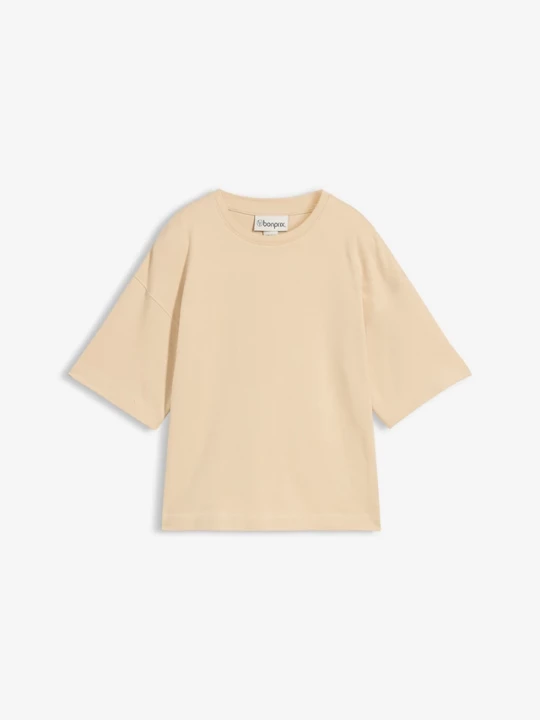 Obrázek produktu T-shirt o pudełkowym kroju z grubej bawełny organicznej BonPrix beżowy