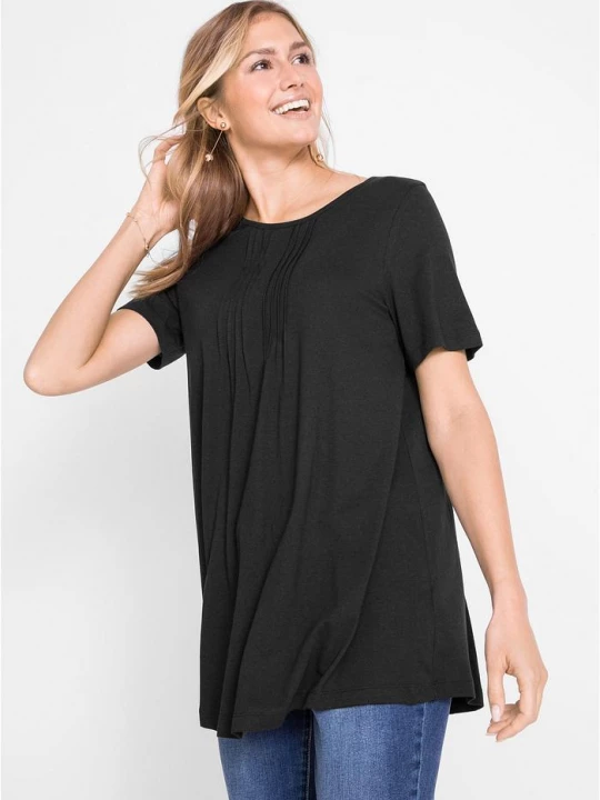 Obrázek produktu T-shirt o trapezowym kroju, krótki rękaw BonPrix czarny