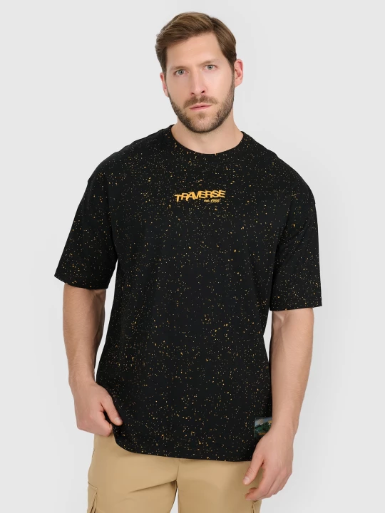 Obrázek produktu T-shirt oversize s potiskem pánský - černý 4F