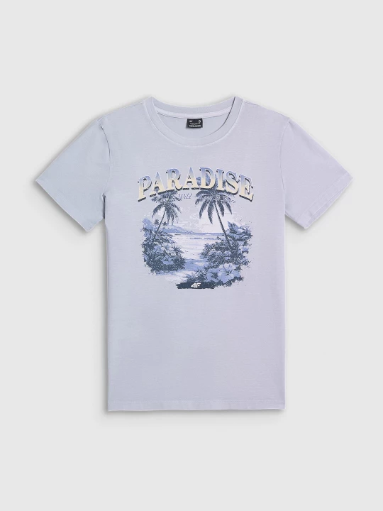 Obrázek produktu T-shirt regular s potiskem dámský - modrý 4F