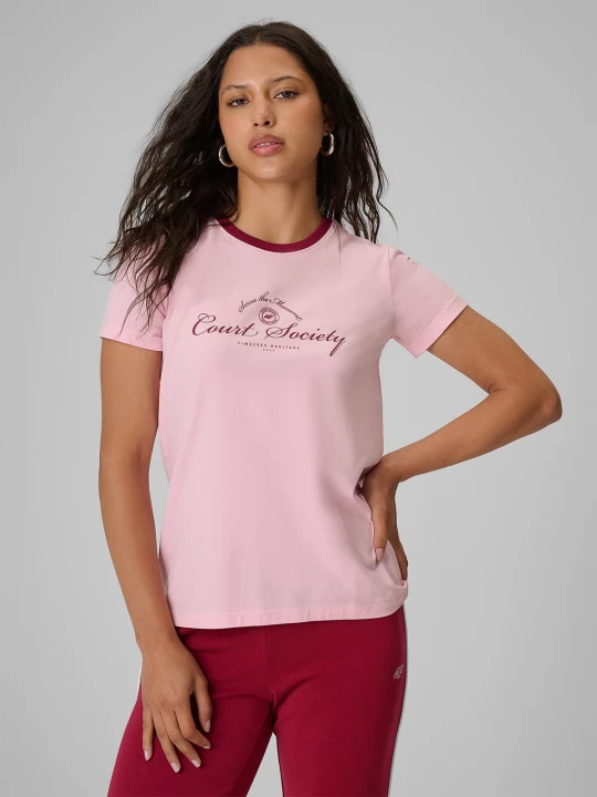 Obrázek produktu T-shirt regular s potiskem dámský - růžový 4F