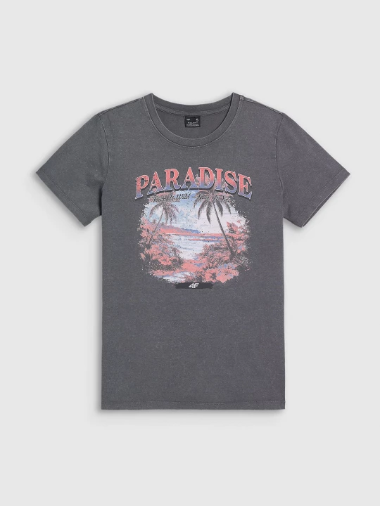 Obrázek produktu 4F T-shirt regular s potiskem dámský - šedý