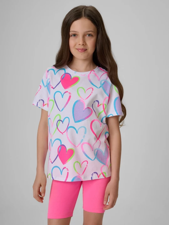 Obrázek produktu T-shirt regular s potiskem dívčí - multicolor 4F