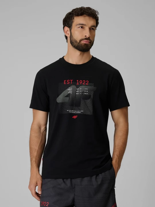 Obrázek produktu T-shirt regular s potiskem pánské - černé 4F