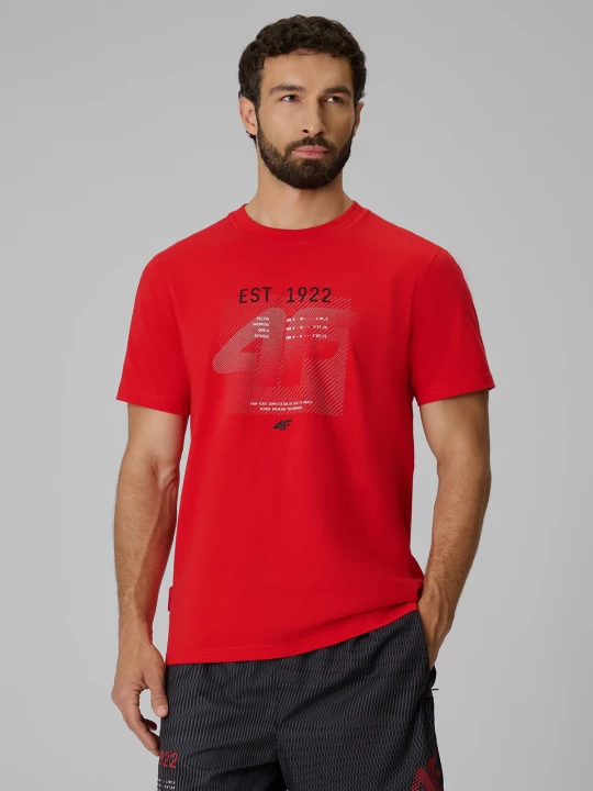 Obrázek produktu T-shirt regular s potiskem pánské - červené 4F