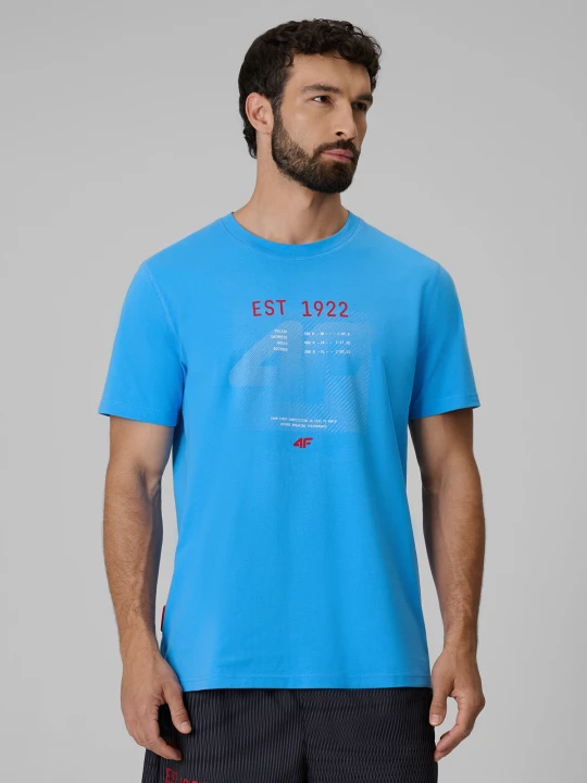 Obrázek produktu T-shirt regular s potiskem pánské - modré 4F