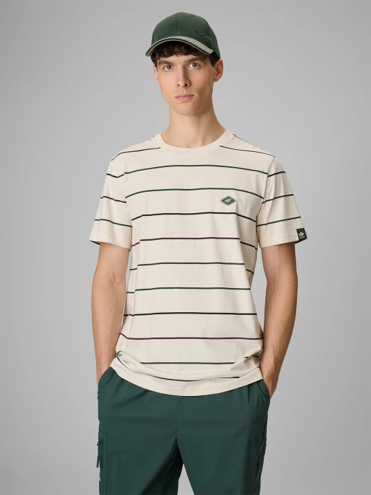 Obrázek produktu T-shirt regular s potiskem pánský - béžový 4F