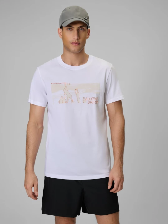 Obrázek produktu T-shirt regular s potiskem pánský - bílý 4F