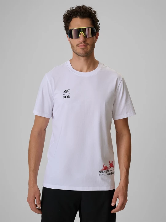 Obrázek produktu T-shirt regular s potiskem pánský - bílý 4F