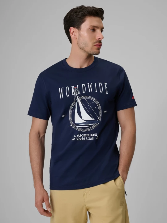 Obrázek produktu T-shirt regular s potiskem pánský - tmavě modrý 4F