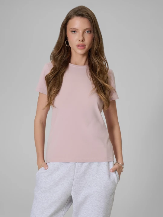 Obrázek produktu T-shirt slim hladký dámský - růžové 4F