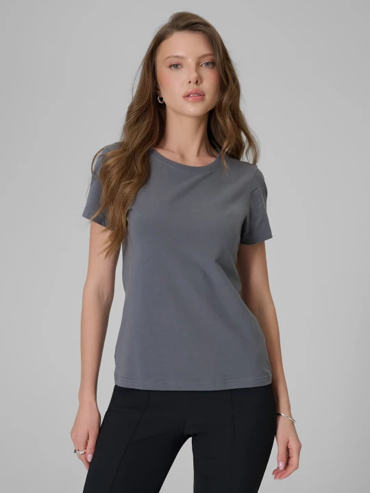 Obrázek produktu T-shirt slim hladký dámský - šedý 4F