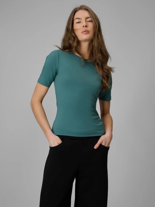 Obrázek produktu T-shirt slim hladký dámský - tyrkysový 4F